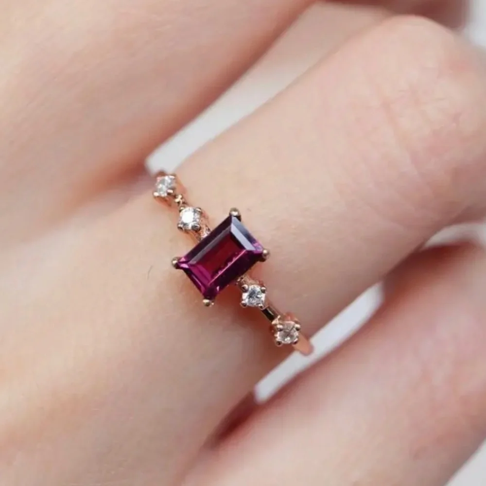 Sweet Rhodolite garnet with cz 14k clad size 7
